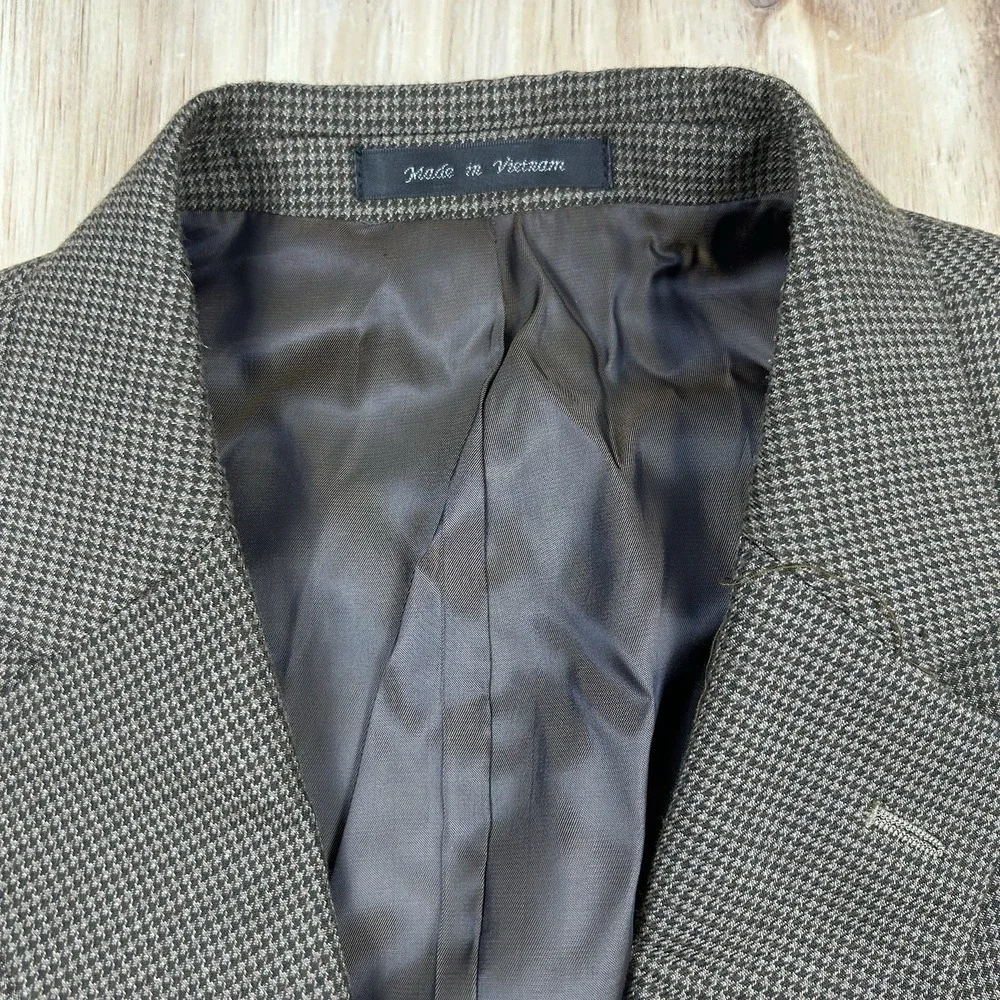 Lauren Ralph Lauren Blazer Mens 48R Brown Houndstooth Sport‎ Coat Jacket